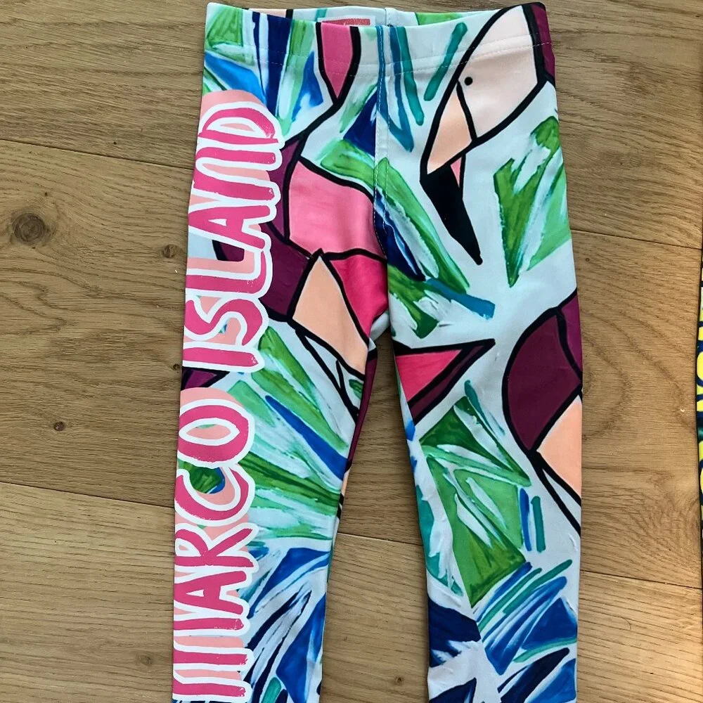 NWT $98 adorable UPF 50 toddler size 2T leggings Flamingo's